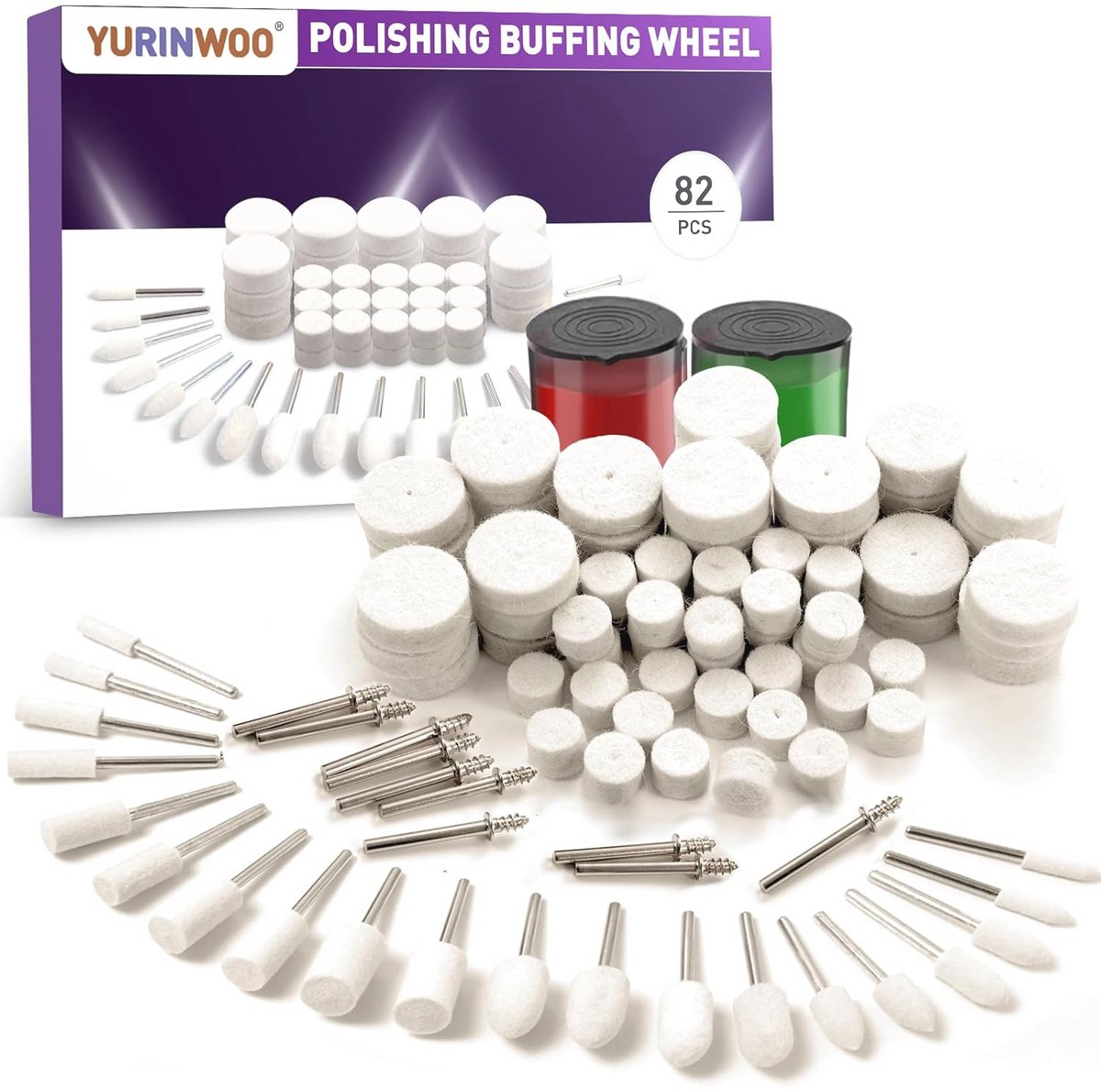80PCS Polijstschijf Set - Polijstaccessoires voor Metaal & Glas - Compatibel met Rotatiegereedschap