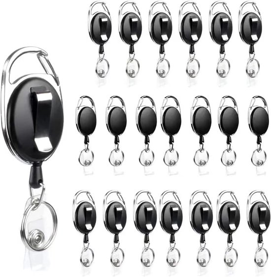 2 Stuks Inklapbare Badgehouders, Badge Reel, Intrekbare ID-kaarthouder, Intrekbare Sleutelhanger, Intrekbare ID Badge Reel,Reel Clips Intrekbare Badge