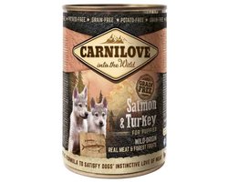 Carnilove Dog Blik - Zalm Kalkoen Puppies - 6x400gr, Natvoer met Omega 3 en Vitamines B3/B6