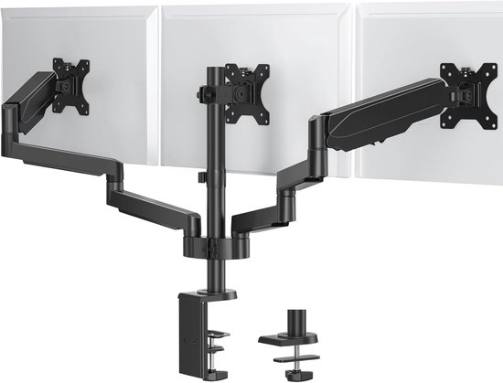 Suptek Dubbele Monitorstandaard voor 13-27 inch LCD LED Schermen (80 cm Hoog), VESA 75/100 mm Tot 10 KG, Kantelhoek ±45 ° Draaibaar 45 ° Draai 360 °, Monitorarm - ML6802