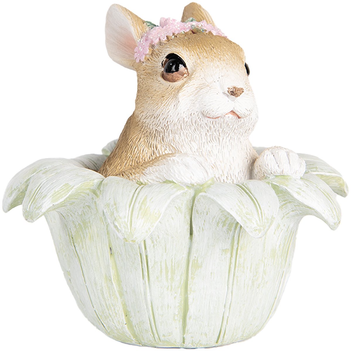 Decoratie Beeld Konijn 12x12x12 cm Beige Kunststof