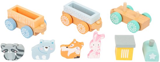 Small Foot - Houten Trein met Bosdieren Pastel, 9dlg. van Small Foot — afbeelding 4