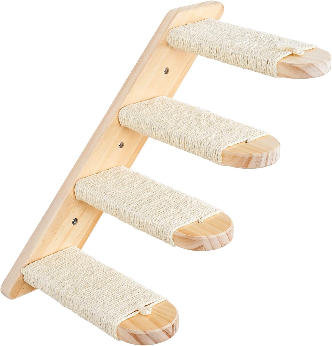 Kattentrappen voor muur - houten krabplank met sisaltouw - 35 cm