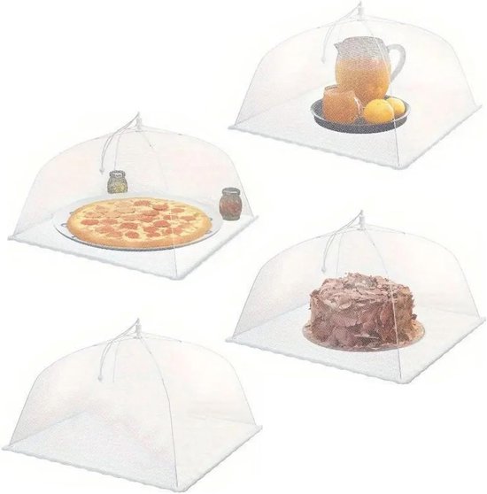 YDHfdc 3 stuks voedselafdekking van net, opvouwbaar, insectenbescherming, voedselafdekking, 32 x 32 cm, voor levensmiddelen, fruit, picknick, camping, 3 stuks