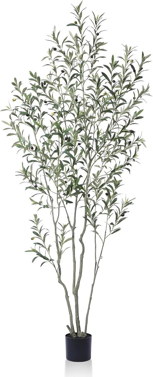 Kunstmatige olijfboom - realistische kunstplant - 210 cm - groen - kunststof