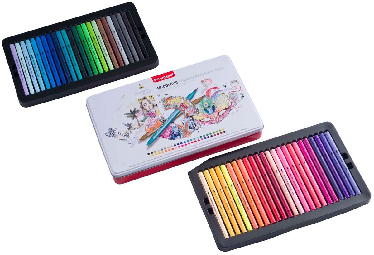 Bruynzeel Creatives Fineliner / Brushpen set 48 kleuren — afbeelding 5