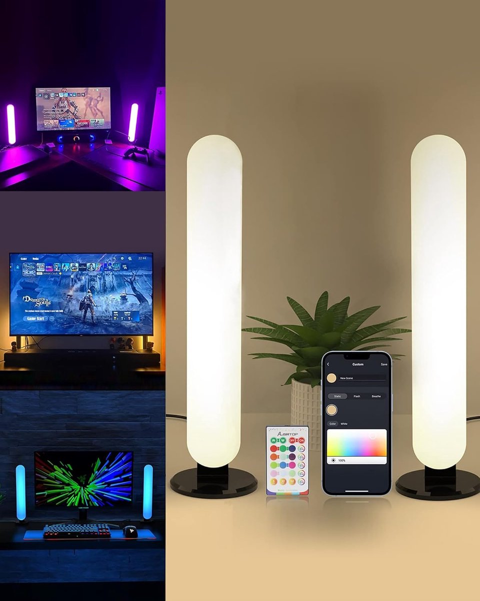 Smart Tafellamp - Wifi-bediening - Perfect voor slaapkamer/gaming - 2 stuks