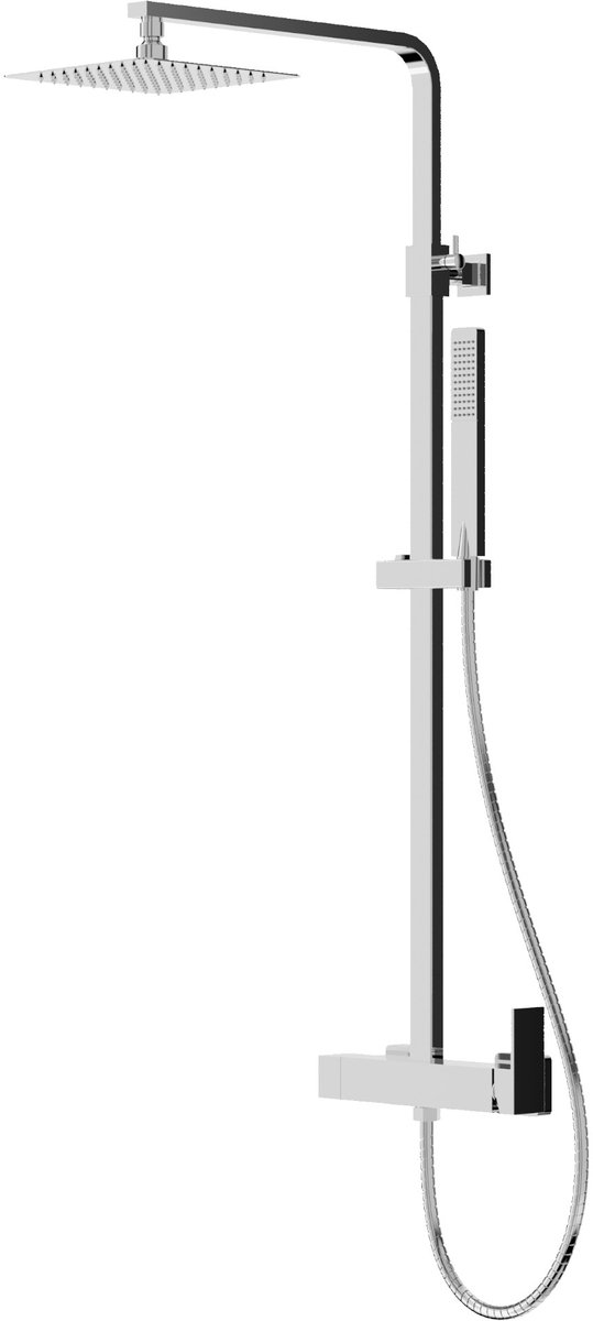 LAVITA® Glijstang Doucheset met Handdouche en Regendouche AQUILA - Chroom - Keramische Cartouche, ééngreeps, Waterbesparend - Hoofddouche - Douchecombinatie voor extra hygiëne en comfort