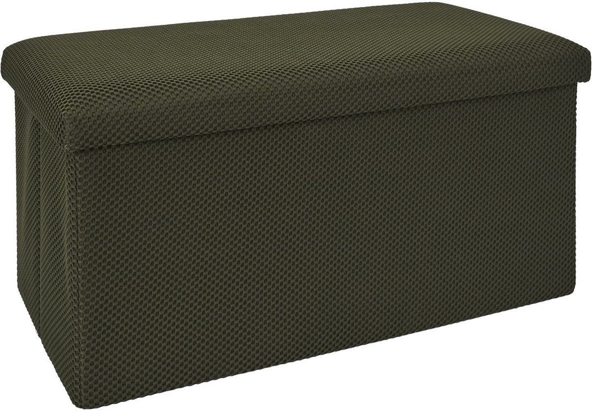 HOME DECO FACTORY - HD0427 Pouf Rangement Atome Kaki - Design Élégant pour Salon ou Chambre - Confort et Polyvalence - Taille 37x42x37 cm - Couleur Kaki