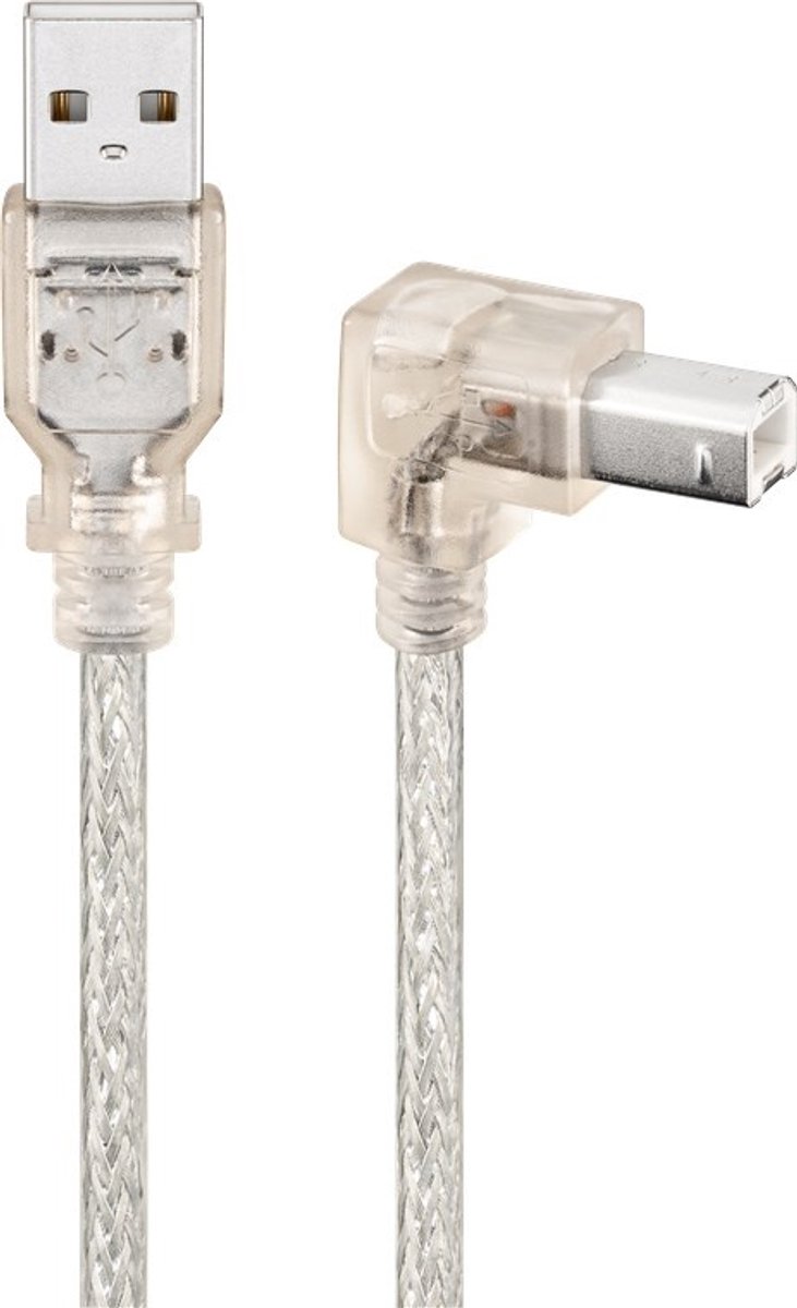 USB-kabel 0.5 meter USB 2.0 USB A USB B Transparant