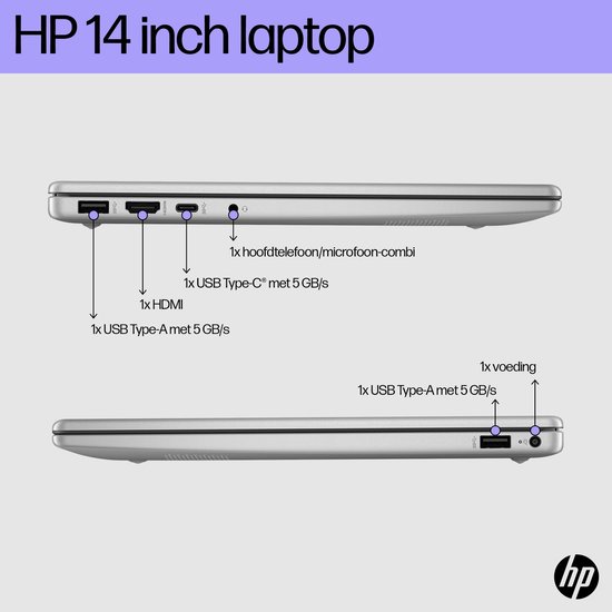 HP 14-ep0956nd Intel® Core™ i5 i5-1334U Laptop 35,6 cm (14") Full HD 16 GB DDR4-SDRAM 512 GB SSD Wi-Fi 6 (802.11ax) Windows 11 Home Zilver - HP - Hoofdafbeelding