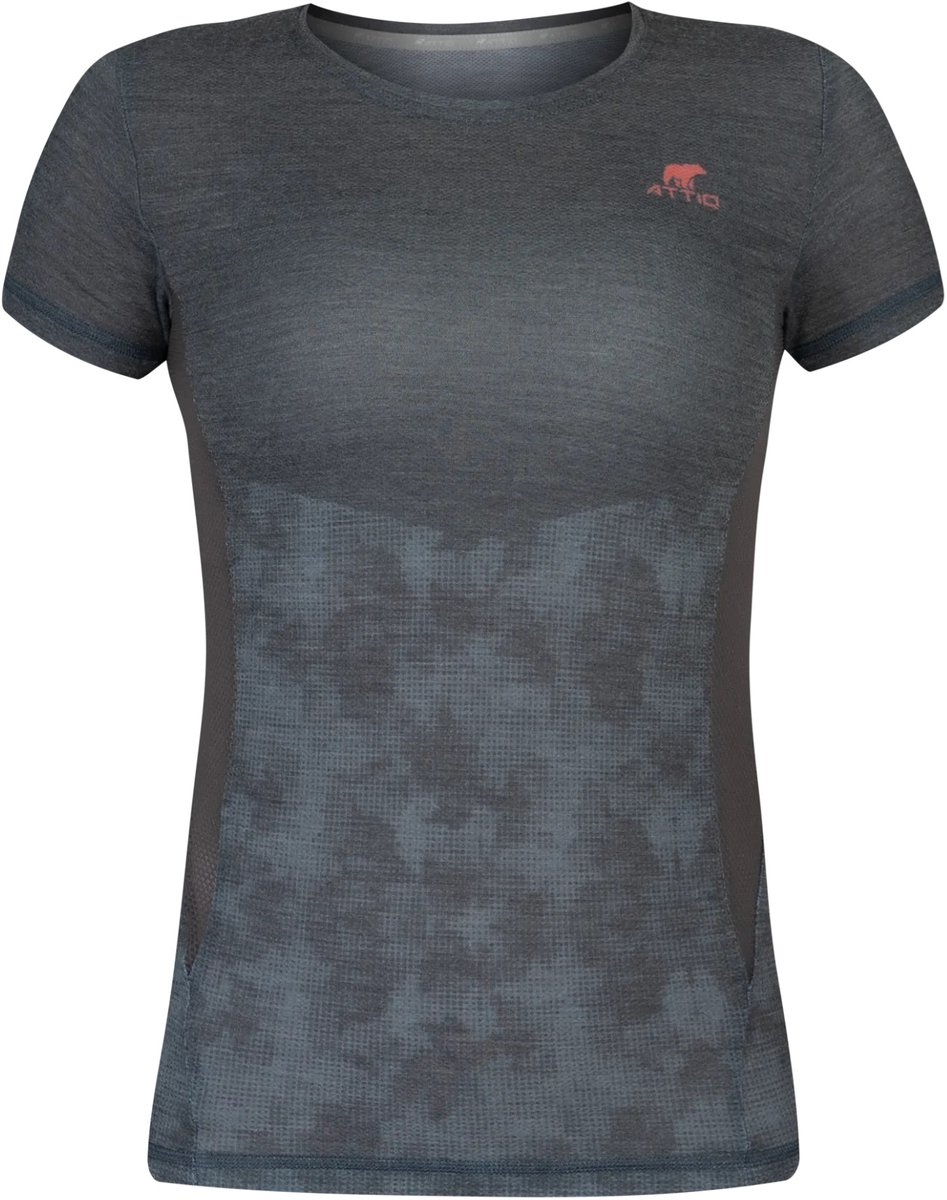 Attiq dames hardloopshirt merino wol blend – Magma Merino sportshirt – lichtgewicht, ademend en sneldrogend – grijs - maat M