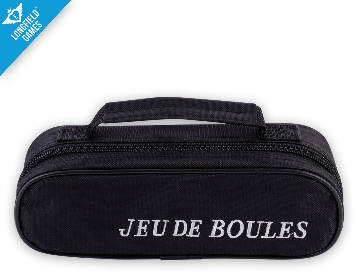 Metalen Jeu de Boules Set – 3 Ballen in Zwarte Rits Tas – Pétanque Set – Metalen Boules 74 mm 720 g – Inclusief But, Meetlint en Spelregels – Engelhart — afbeelding 9
