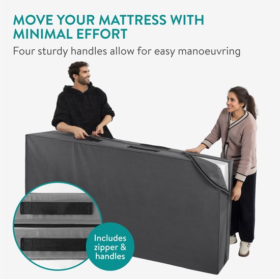 Navaris matrasbeschermer hoes voor matrassen - 80 x 200 x 25 cm - Opbergzak bescherming tegen stof, vuil en schimmel - Stevig en ademend materiaal
