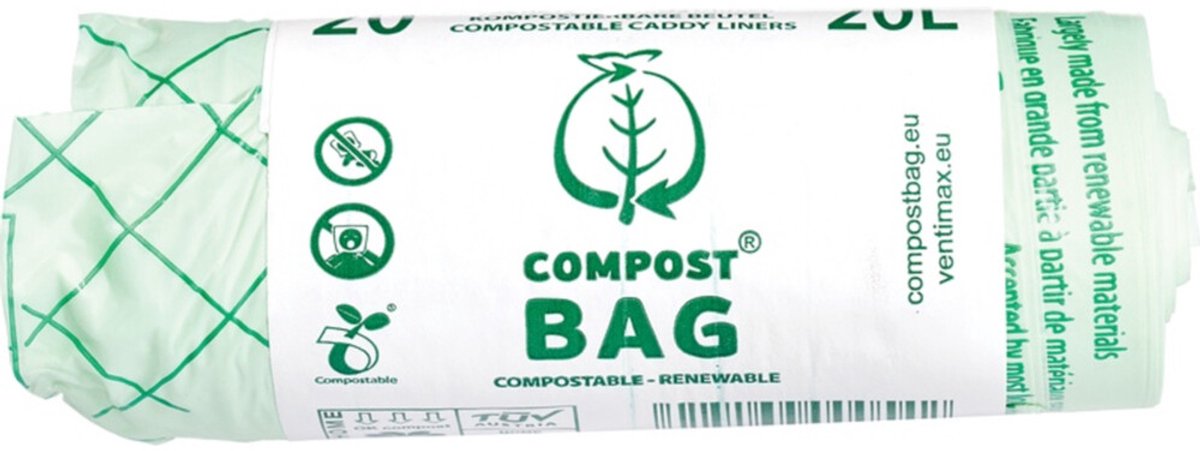 Goedkoopste 6x Compost Bag Afvalzak Composteerbaar 20 liter 20 stuks