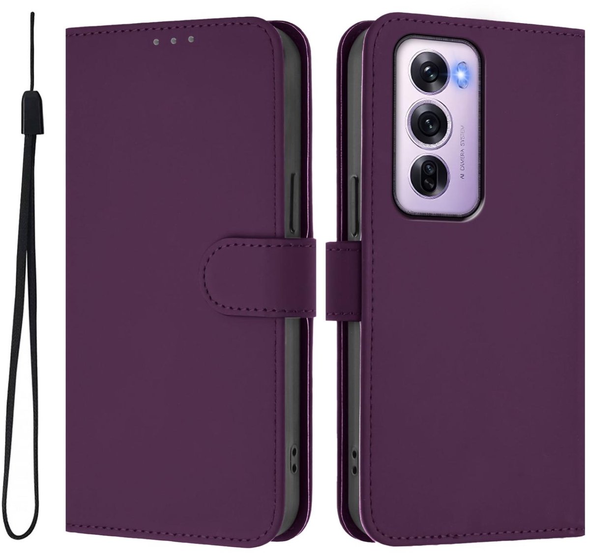 Mobigear Telefoonhoesje geschikt voor OPPO Reno 12 Pro Hoesje | Mobigear Urban Wallet Bookcase Portemonnee | Pasjeshouder voor 3 Pasjes | Telefoonhoesje voor Pinpas / OV Kaart / Rijbewijs - Paars