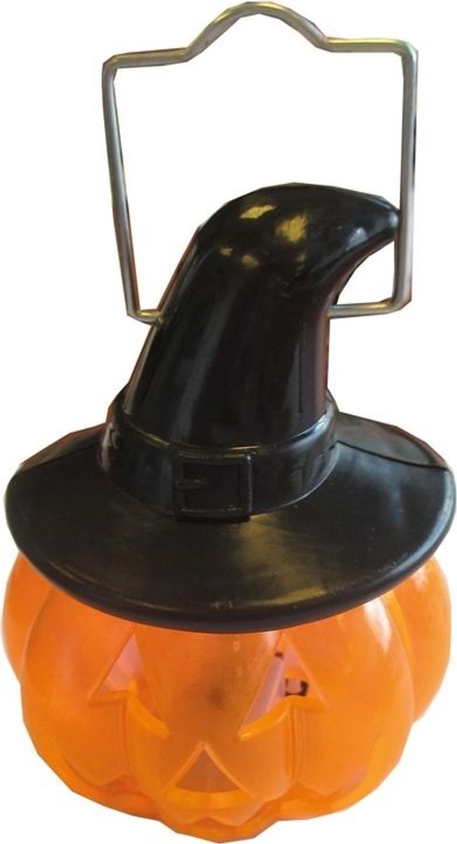 LED Pompoenkaars met Heksenhoed - Lichtgevend Halloween Led kaars