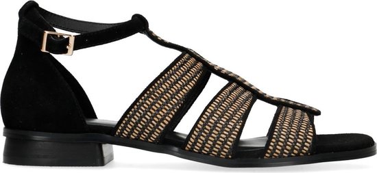 Duidelijk maken Vernauwd genezen Manfield - Dames - Zwarte suède sandalen met lage hak - Maat 38 | bol