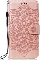 Bloemen Book Case - Motorola Moto E6 Plus Hoesje - Rose Gold