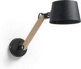 Kave Home - Muse wandlamp in beukenhout en staal met zwarte afwerking