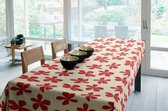 Joy@Home Tafellaken - Tafelkleed - Tafelzeil - Opgerold Op Dunne Rol - Geen Plooien - Trendy - Flora Rood - 140 cm x 180 cm