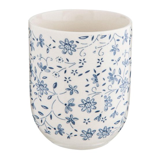 Clayre & Eef Mug 100 ml Bleu Porcelaine Rond Fleurs Tasse à thé
