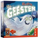Doos van het spel Vlotte Geesten met een lachende geest, een muis op een boek, een rode stoel en een groene fles.