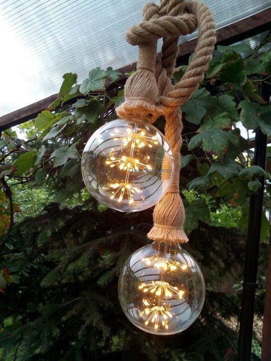 ongebruikt Beraadslagen tornado Touw hanglamp met 2 fitting 2x0,75 m. - Touwlamp met led lamp in de vorm  van een... | bol.com