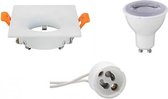 LED Spot Set - GU10 Fitting - Dimbaar - Inbouw Vierkant - Mat Wit - 6W - Warm Wit 3000K - 85mm - BES LED