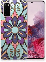 Back Cover Geschikt voor Samsung S20 TPU Siliconen Hoesje Purple Flower