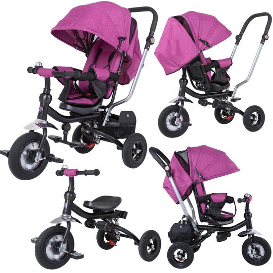 Spiel Werk Multifunctionele Kinderwagen driewieler roze van Spielwerk — afbeelding 5