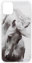 ADEL Siliconen Back Cover Softcase Hoesje Geschikt voor iPhone 11 Pro Max - Paarden Wit
