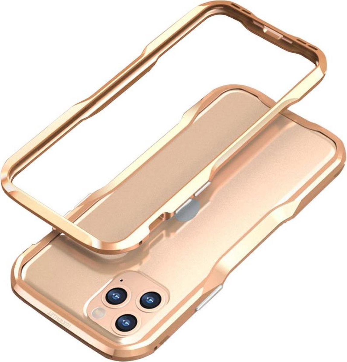 LUXWALLET® Incisive Sword + Glas - Aluminium Bumper iPhone 11 Pro MAX - A6061 Aluminium Frame Case - Goud
