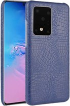 Samsung Galaxy S20 Ultra Kunstleren Hoesje met Krokodil Textuur Blauw