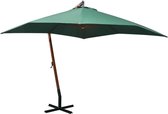 Zweefparasol met houten paal 300x300 cm groen