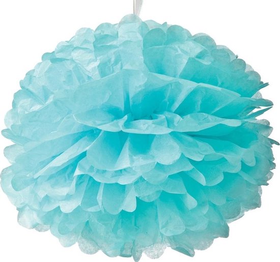 5 x Licht blauwe PomPom 35 cm - baby borrel / shower decoratie