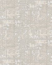 Textiel look behang Profhome DE120092-DI vliesbehang hardvinyl warmdruk in reliëf gestempeld in textiel look glanzend wit lichtgrijs 5,33 m2