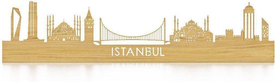 Skyline Istanbul Eikenhout - 100 cm - Woondecoratie - Wanddecoratie - Meer steden beschikbaar - Woonkamer idee - City Art - Steden kunst - Cadeau voor hem - Cadeau voor haar - Jubileum - Trouwerij - WoodWideCities