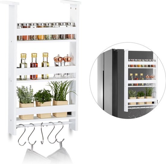 Relaxdays opbergrek koelkast - keukenrek - koelkast rekje - hangend rek -  kruidenrek | bol.com