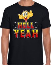 Funny emoticon t-shirt Hell yeah zwart heren L