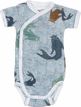 Lodger Newborn Romper Maat 56 - Empire Fish - Korte Mouw - 100% Katoen - Elastisch - Perfecte Pasvorm - Luchtig - Roze