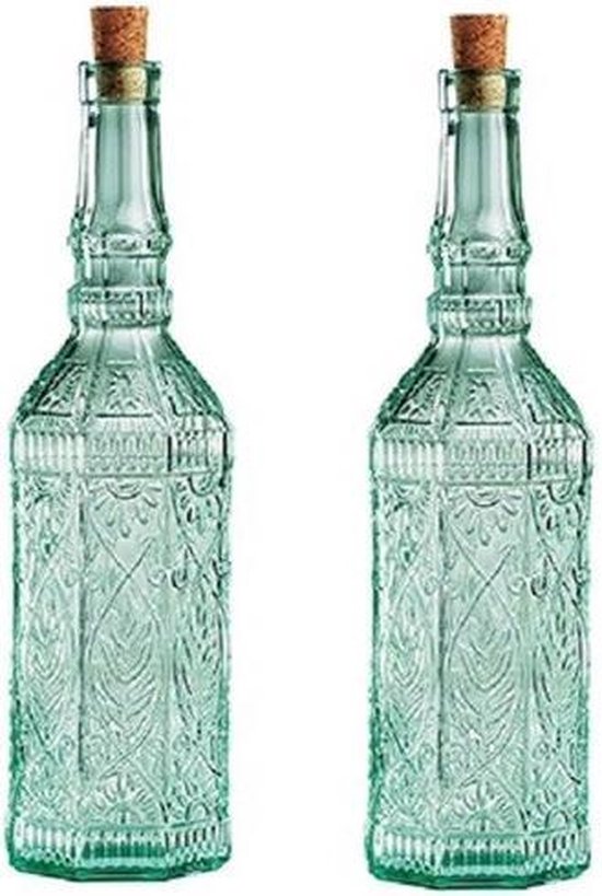PapoeaNieuwGuinea botsing opstelling 2x Sierlijke decoratie flessen met kurk - glazen deco fles - Home/Deco -  Woonaccessoires | bol.com