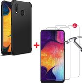 Samsung Galaxy A30S hoesje silicone shock-proof met 2 Pack Tempered glas Screen Protector