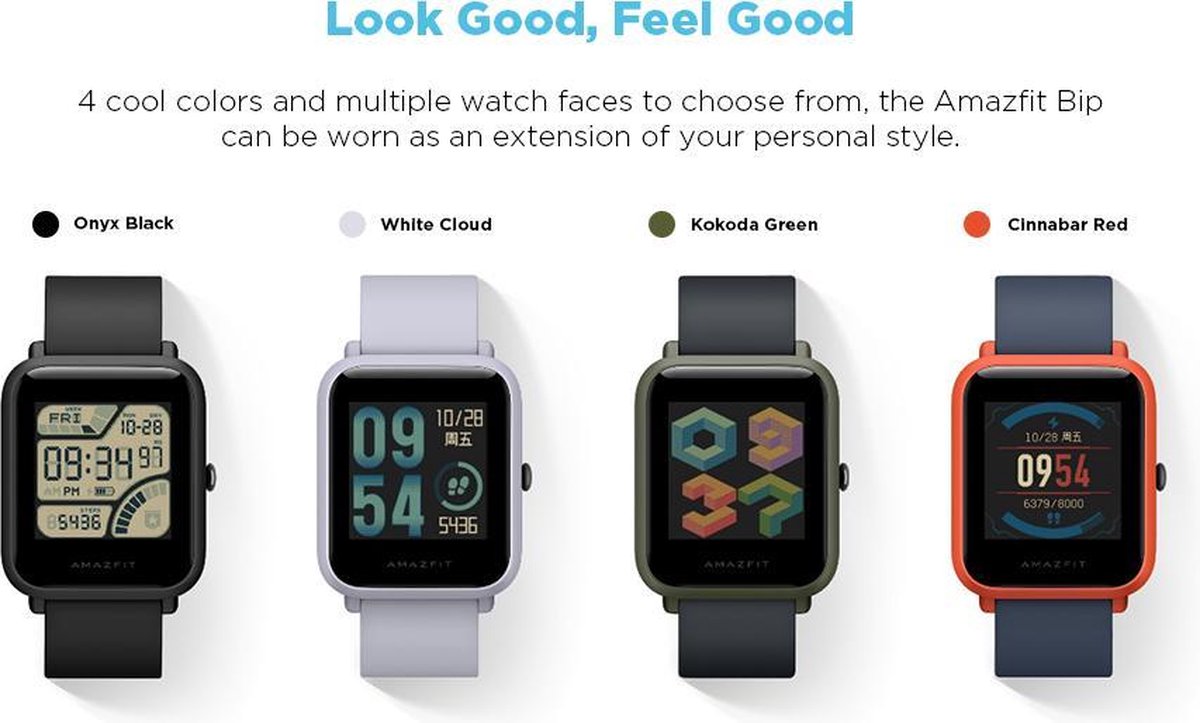 Huami Amazfit Bip Smartwatch met hartslag- en activiteitsmeting de hele dag  door, | bol.com