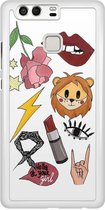 Huawei P9 hoesje - Rebel patches - Zwart
