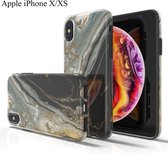 Apple iPhone X/XS Marmor Design Back Cover Hoesje - Zwart & Goud