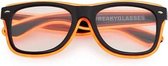 Freaky Glasses® - NEON spacebril zwart - festival bril - led bril - dames en heren - neon oranje