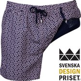 Panos Emporio Meander Short 12571 Pink Sun | Maat XL | Roze | Mannen Zwembroek | Zwemshort met ritsen | Zwemshort naar zwemslip | Award winning designer zwembroek | Sneldrogende st