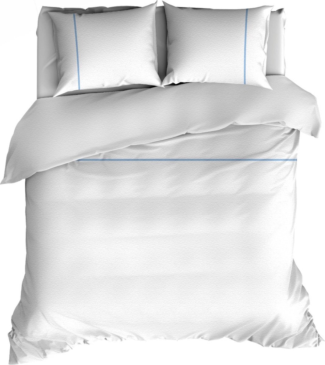 Romanette Duchesse flanel dekbedovertrek - Wit/Blue - Lits-jumeaux (240x200/220 cm + 2 slopen)