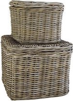 Rotan Poef Vierkant Met Deksel-45 x 45 x 34 cm